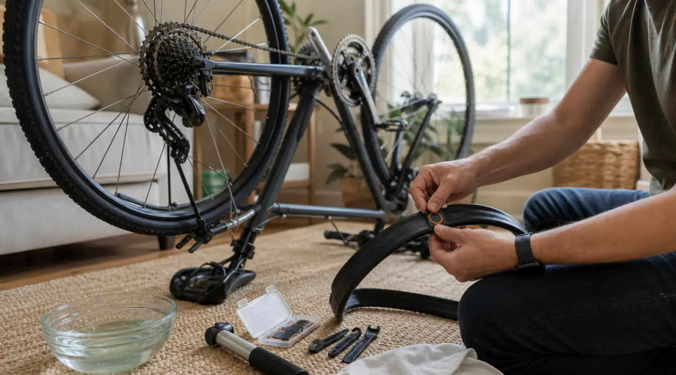 Fietsband plakken aan huis