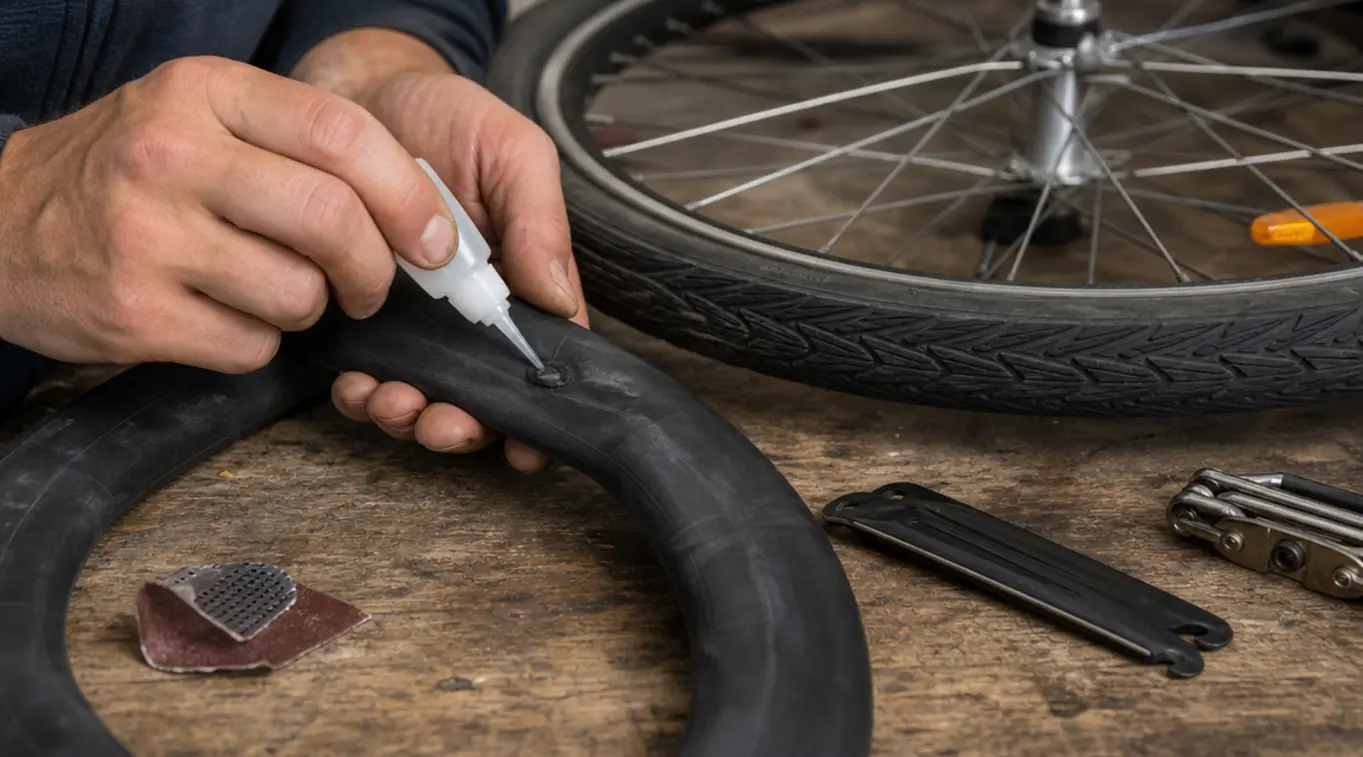 Fietsband plakken met secondelijm