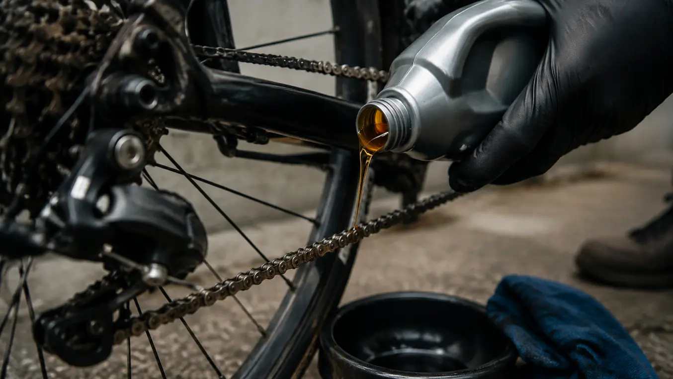 Fietsketting smeren met motorolie