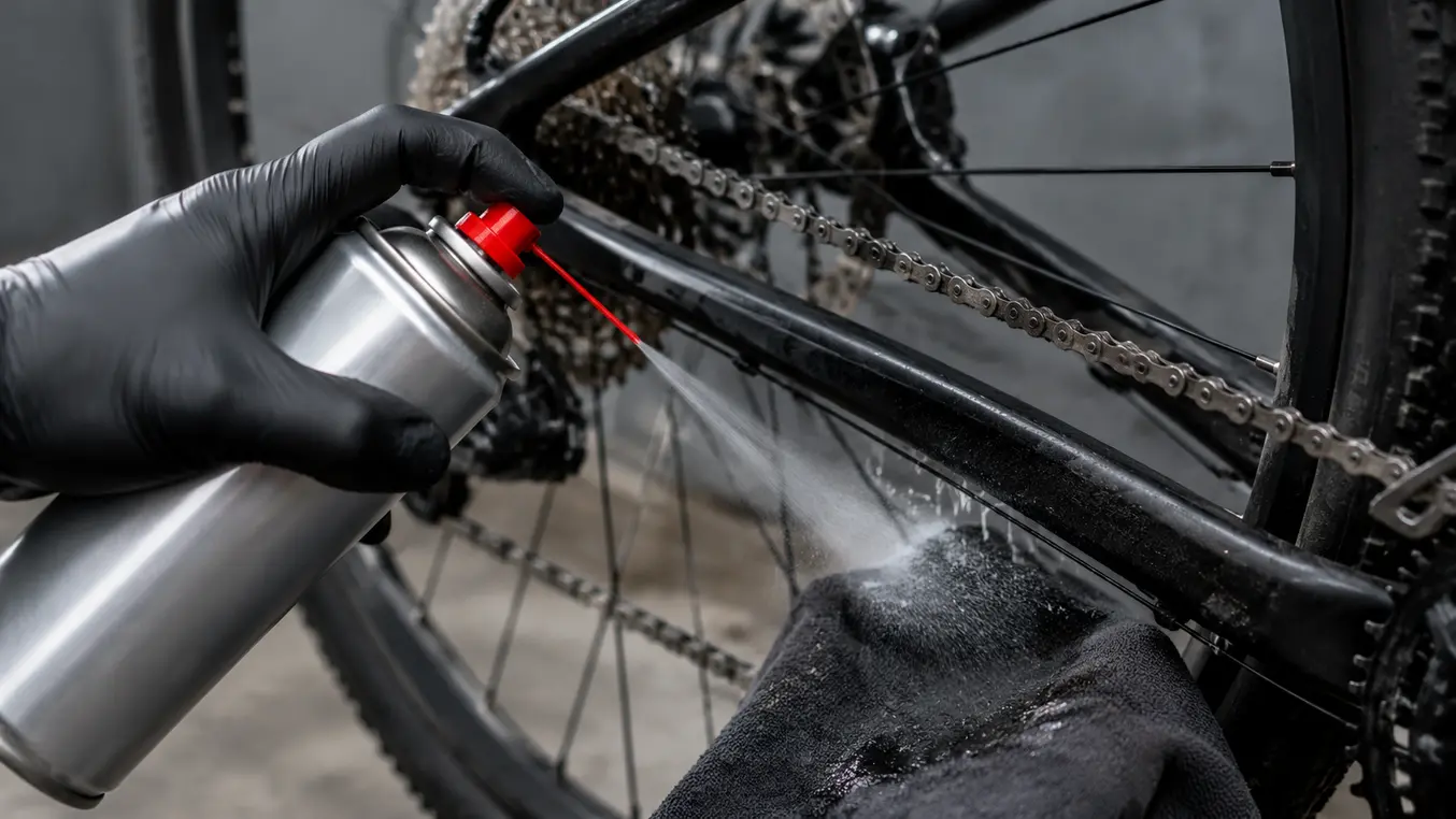 Fietsketting reinigen met remmenreiniger